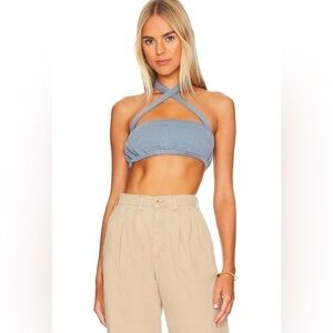 NWT WeWoreWhat The Halter Bra Top in Ivory Spice Girls Y2K Hailey Bieber